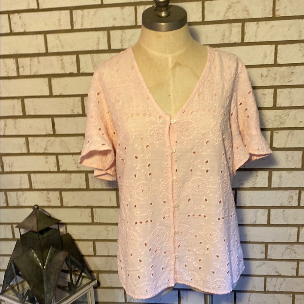 Old Navy Pink Relaxed Short Sleeve Blouse